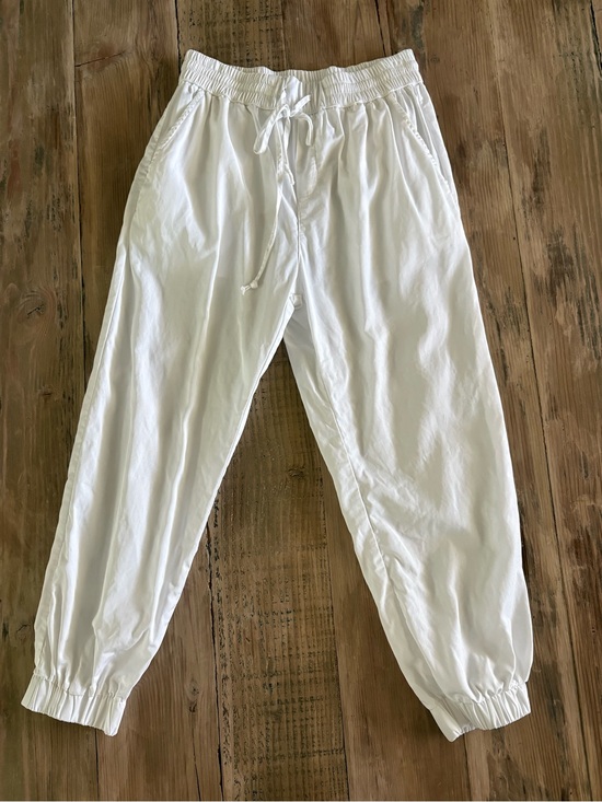 Hersy Pants - Women’s White Drawstring Jogger Pants with Elastic Ankles
